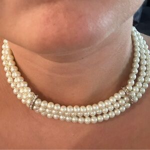 Vintage pearl necklace, pearl necklace, mother of pearl choker